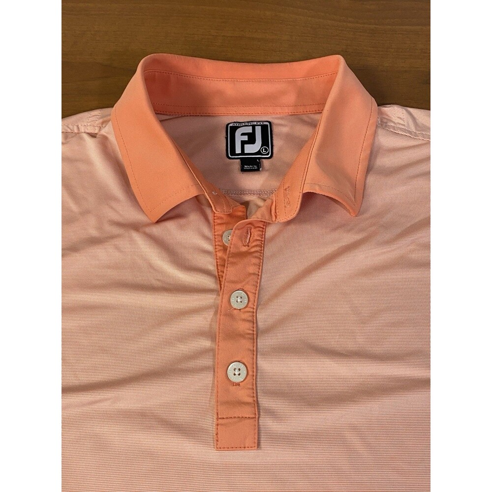 FootJoy Golf Polo Shirt Men’s L Performance Stretch Moisture Wick Bright Orange